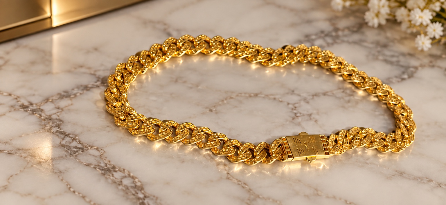 Gold braided chain necklace